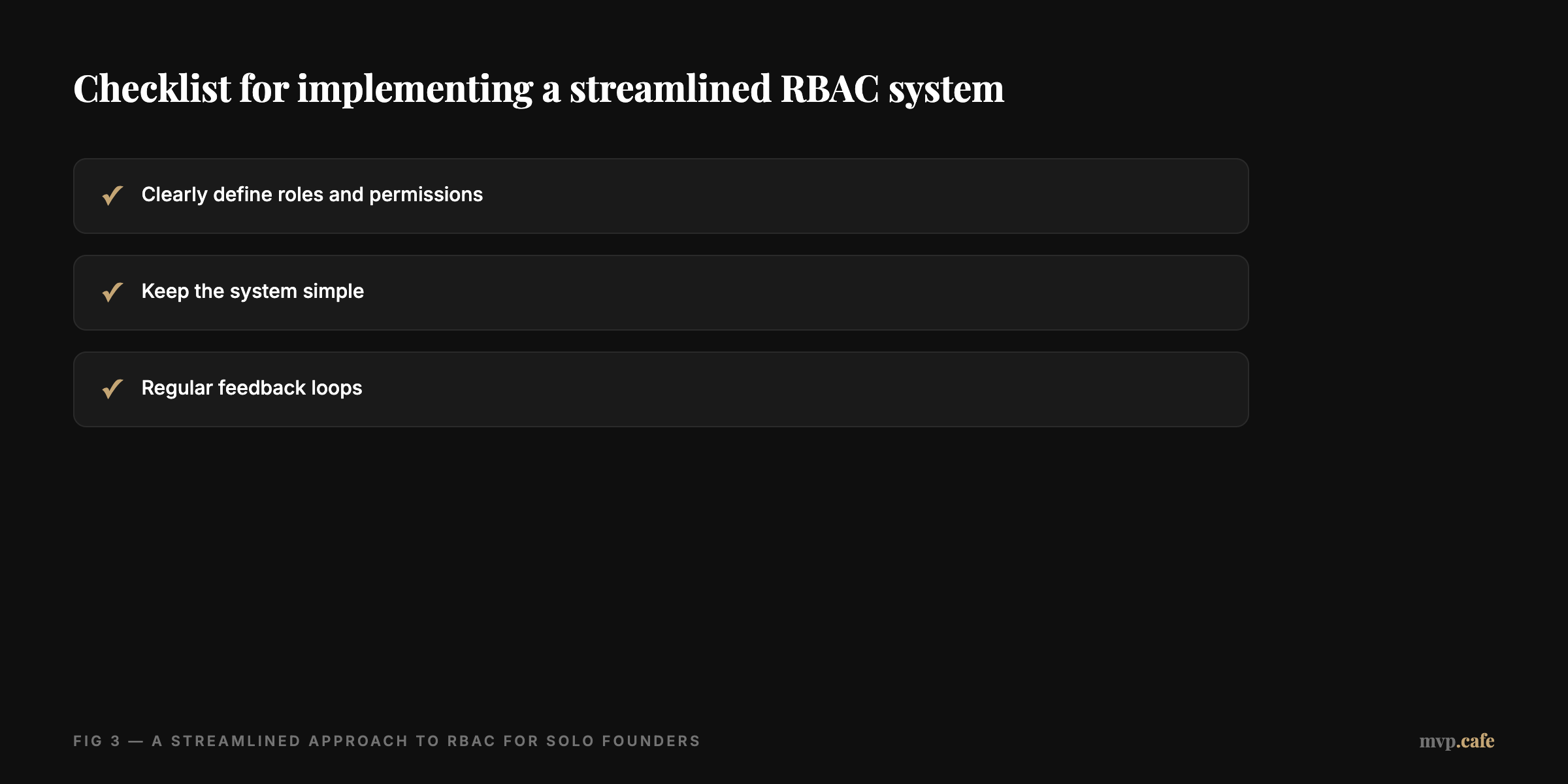 checklist — Checklist for implementing a streamlined RBAC system