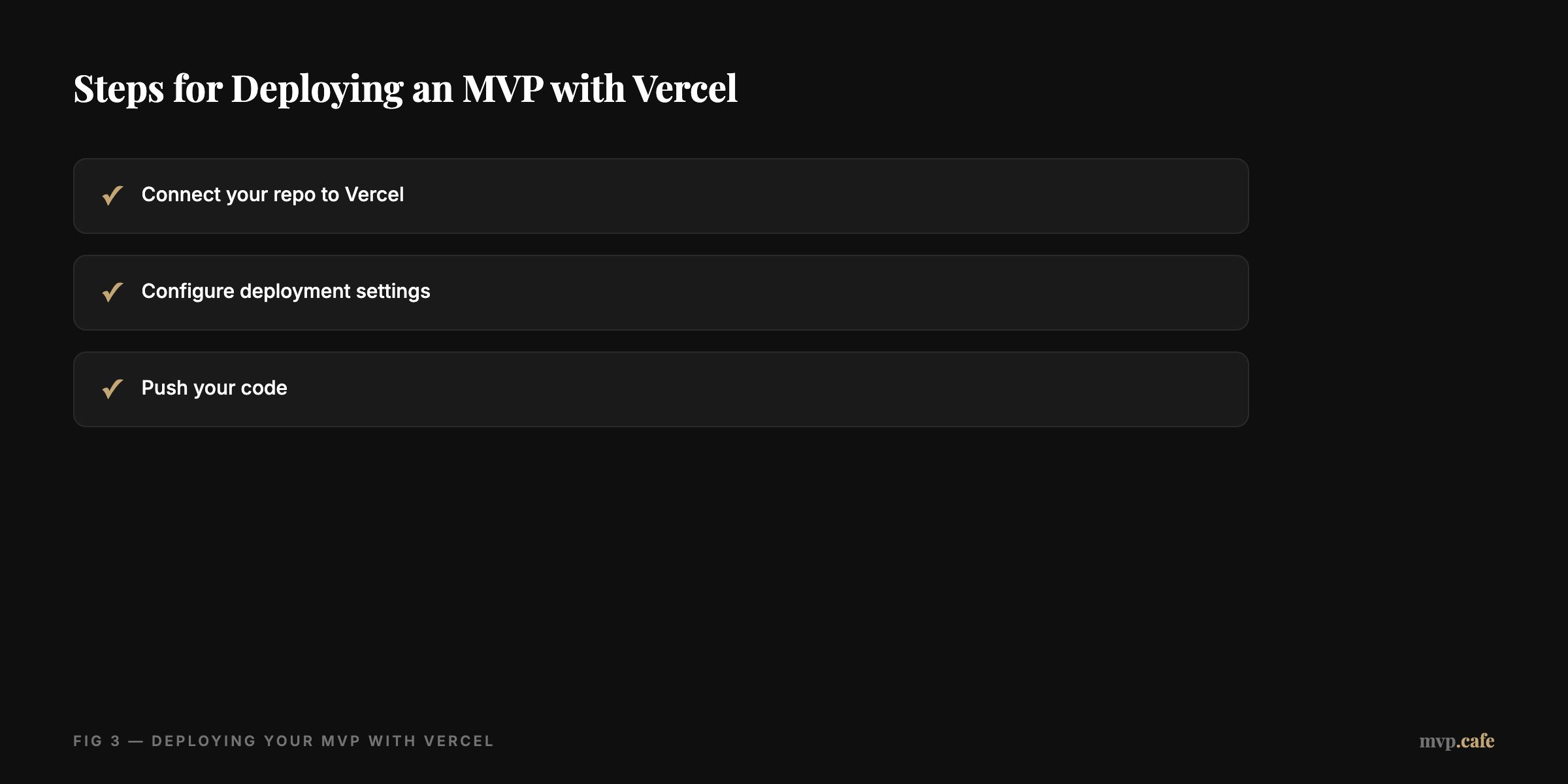 checklist — Steps for deploying an MVP with Vercel