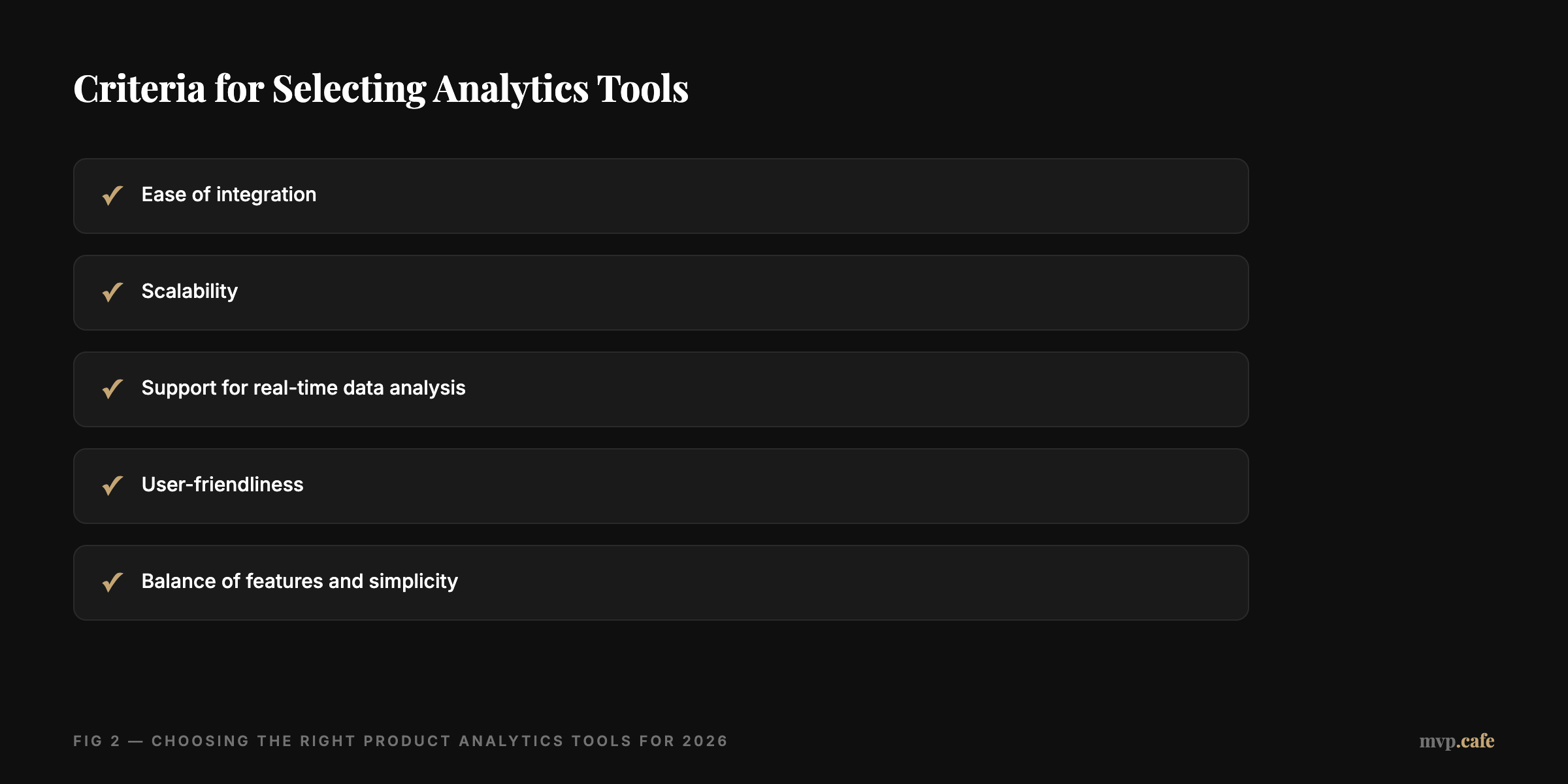 checklist — Checklist of criteria for selecting analytics tools