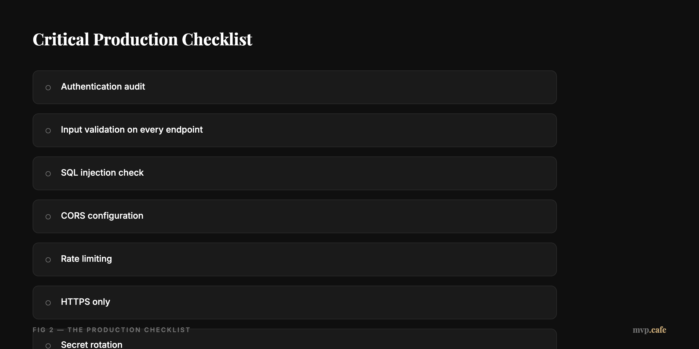 Critical Production Checklist