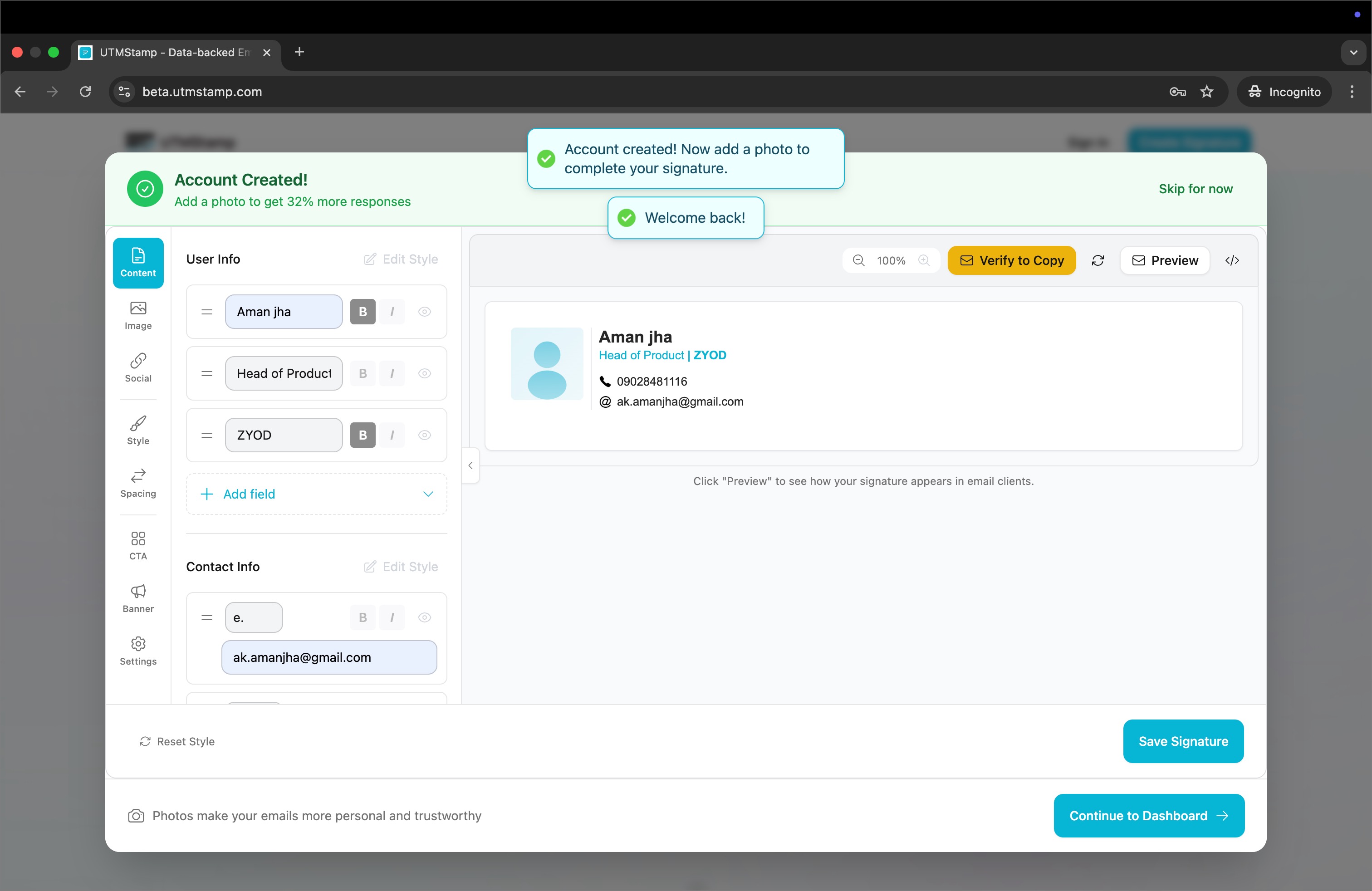 Team onboarding flow