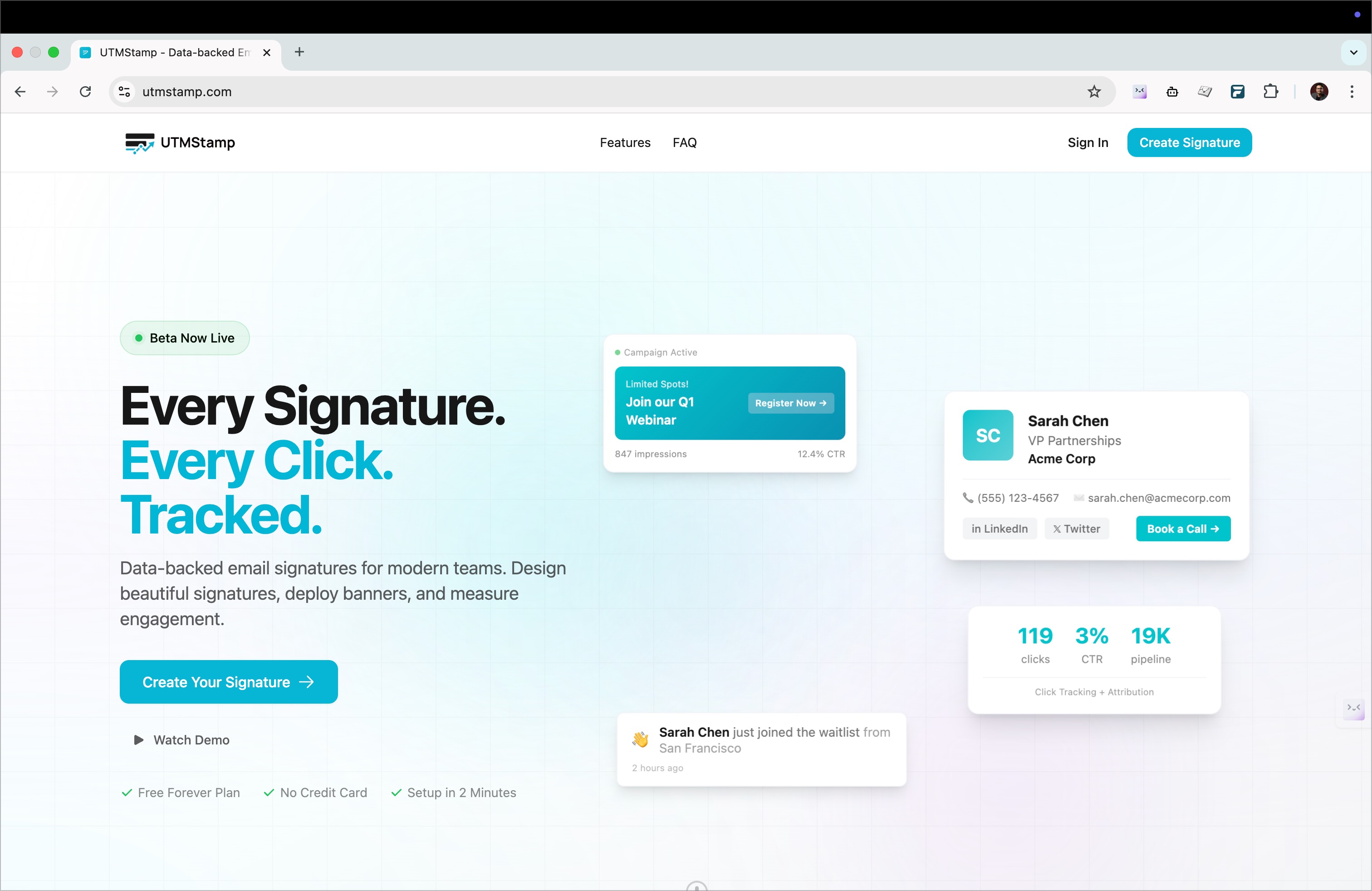 UTMStamp — landing page